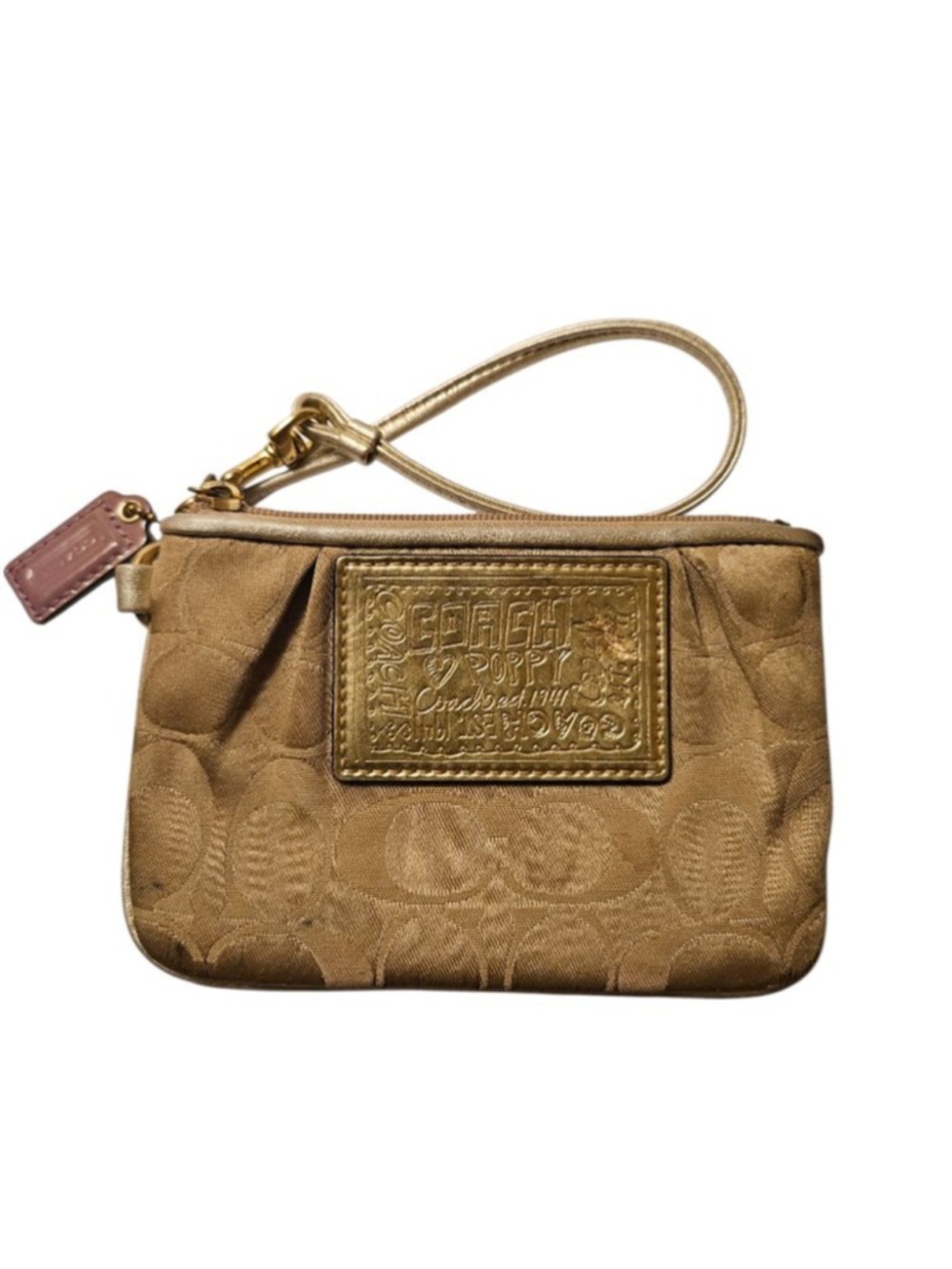 Coach Gold Poppy Logo Wristlet One Size Gold Blue - Picture 4 of 13